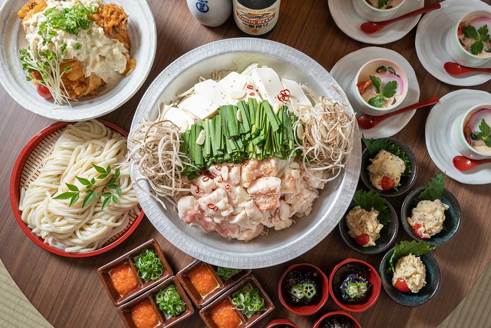 うどんとおむすび つむぎ もつ鍋コースjpg